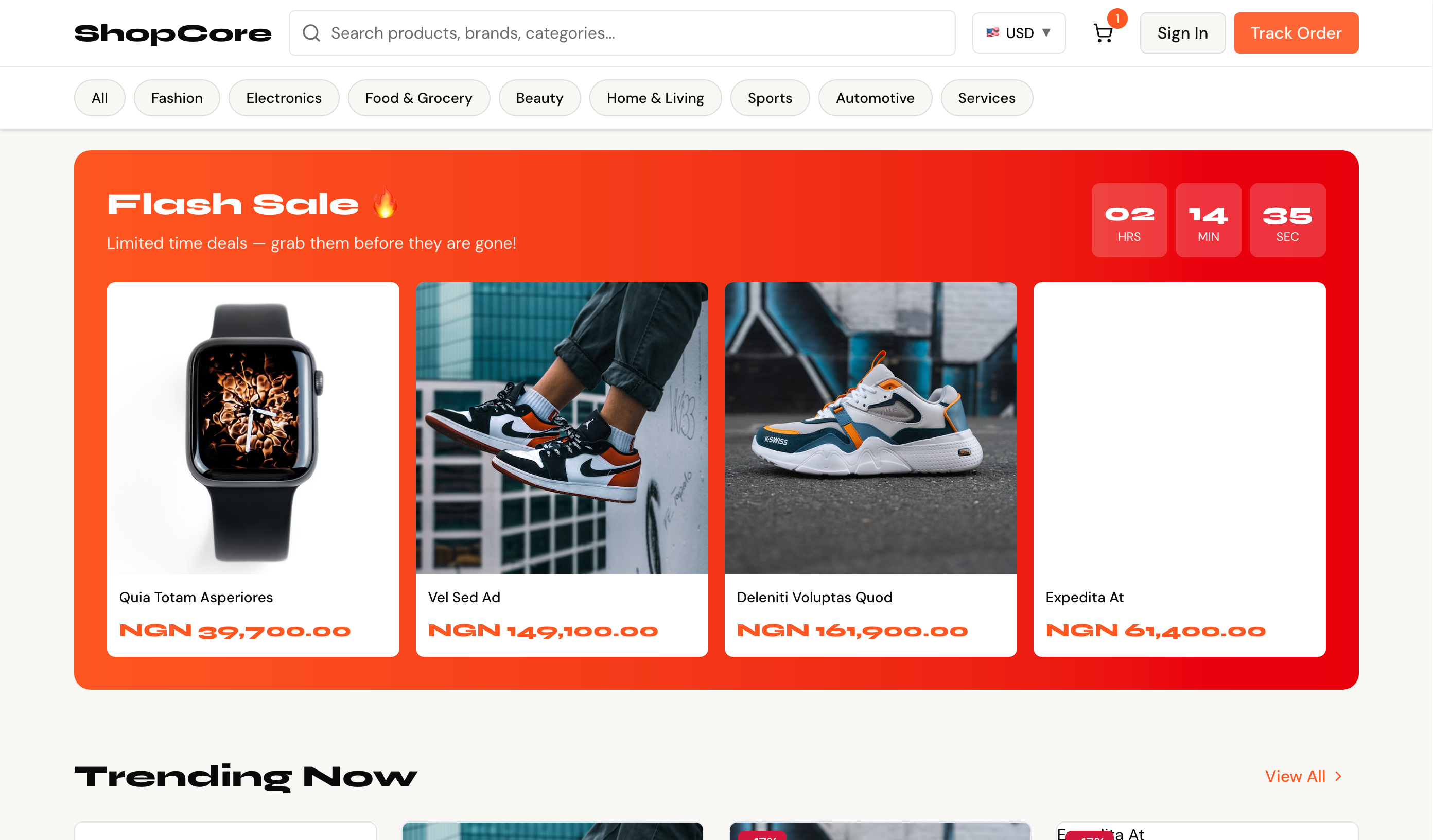 Oshop247 online storefront with product grid and category filters